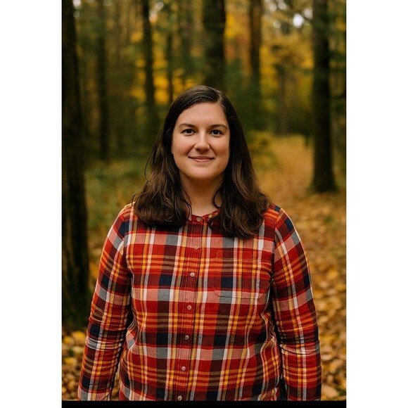 LL Bean Womens Red Orange Organic Cotton Plaid Button Up Long Sleeve Shirt Small - Picture 2 of 10